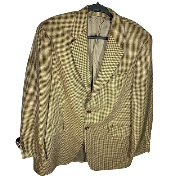 Lauren Ralph Lauren Other - Lauren Ralph Lauren Houndstooth Sport Coat Wool Silk Brown Tan Mens Size 44R
